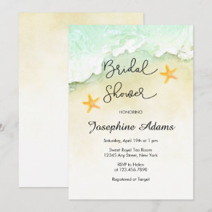 Invitación Ocean Beach Tropical Watercolor Bridal Shower