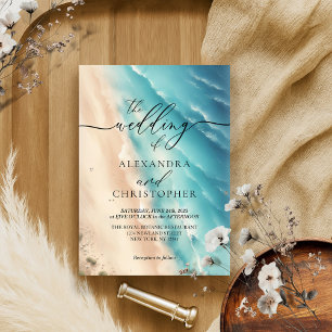 Invitación Ocean Beach Watercolor Summer Signature