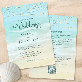 Invitación Ocean Beach Wedding QR Code todo en uno