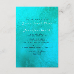Invitación Ocean Blue Aqua Pearl White Metallbeach