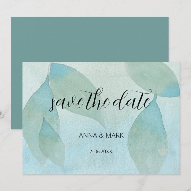 Invitación Ocean Blue Green Watercolor Transparente Original (Anverso / Reverso)