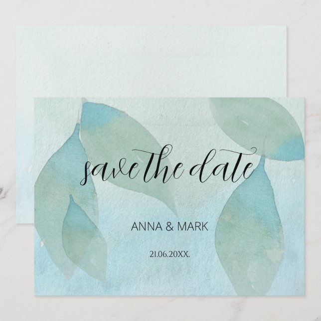 Invitación Ocean Blue Green Watercolor Transparente Original (Anverso / Reverso)