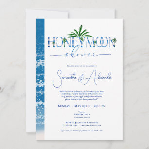 Invitación Ocean Blue Tropical Luna de Miel Ducha Parejas
