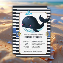 Ocean Blue Under the Sea Kawaii Whale Baby Shower