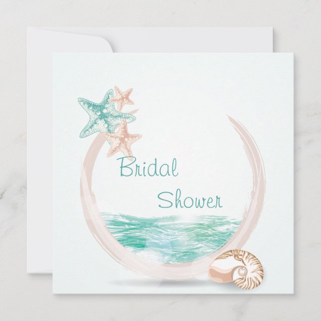 Invitación Ocean Breeze Beach Wedding Bridal Shower (Anverso)
