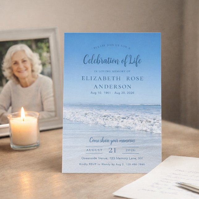 Invitación Ocean Celebration Of Life Memorial  (Subido por el creador)