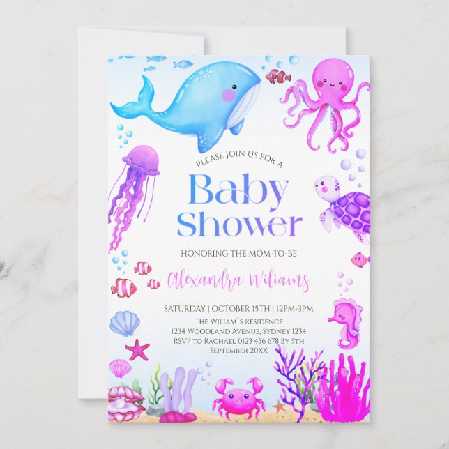 Invitación Ocean Chica Baby Shower (Anverso)