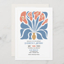Invitación Ocean & Coral Sand Abstract Floral Boho Wedding