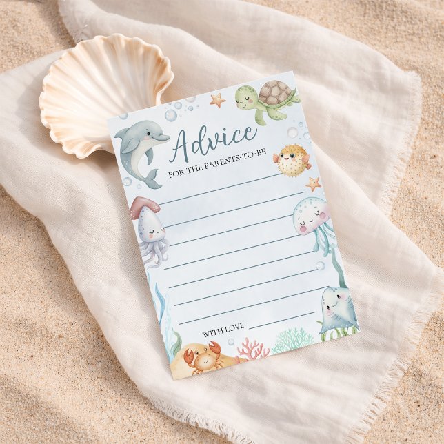 Invitación Ocean Creatures Baby Shower Advice Card (Subido por el creador)