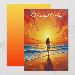 Invitación Ocean golden hour brillar naranja atardecer arte