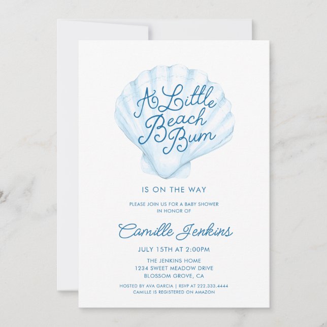 Invitación Ocean Little Beach Bum Boy Baby Shower (Anverso)