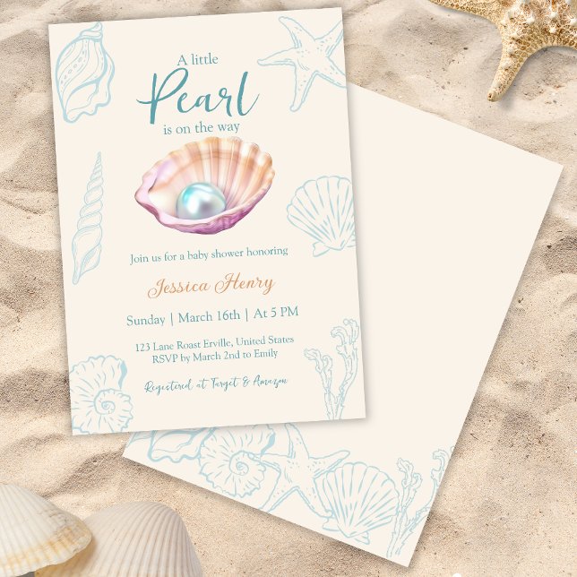 Invitación Ocean Little Pearl en el camino a Baby Shower (Subido por el creador)