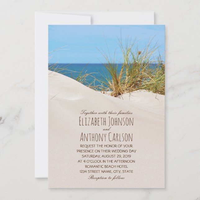Invitación Ocean Sand Creative Beach Boda (Anverso)