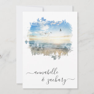 Invitación ** Ocean Sea Artistic RSVP - Beach QR AR7 Boda