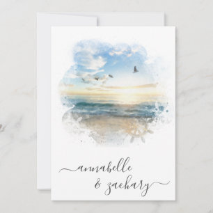 Invitación ** Ocean Sea Helm RSVP - Beach QR AR7 Boda