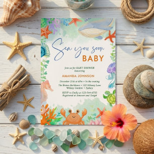 Invitación Ocean Sea te Veremos Pronto Shower de Verano para