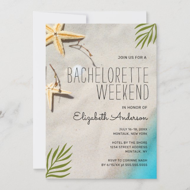 Invitación Ocean Shore Beach Bachelorette Weekend (Anverso)