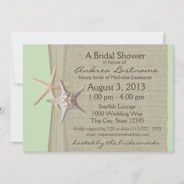 Invitación Ocean Starfish Bridal Shower (Anverso)