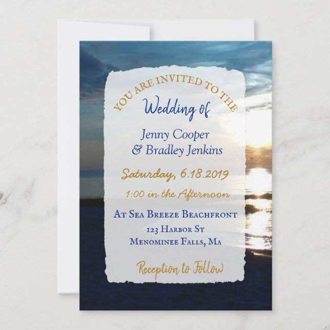 Invitación Ocean Sunset en el Boda Dusk (Anverso)