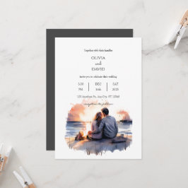 Invitación Ocean Sunset Romantic Pareja Scenery Beach Wedding