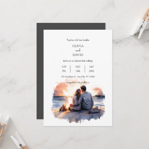 Invitación Ocean Sunset Romantic Pareja Scenery Beach Wedding