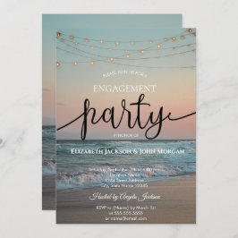 Invitación Ocean Sunset,String Lights Script Engagement