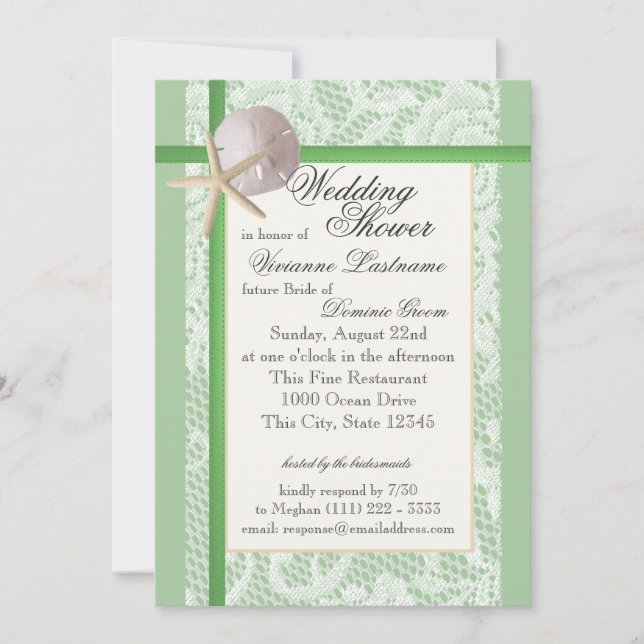 Invitación Ocean Theme Wedding Ducha Mint Green (Anverso)