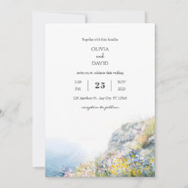 Invitación Ocean View Wildflowers Clifftop Beach Wedding