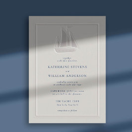 Invitación Ocean Yacht Faux Grabado en relieve Boda clásico m