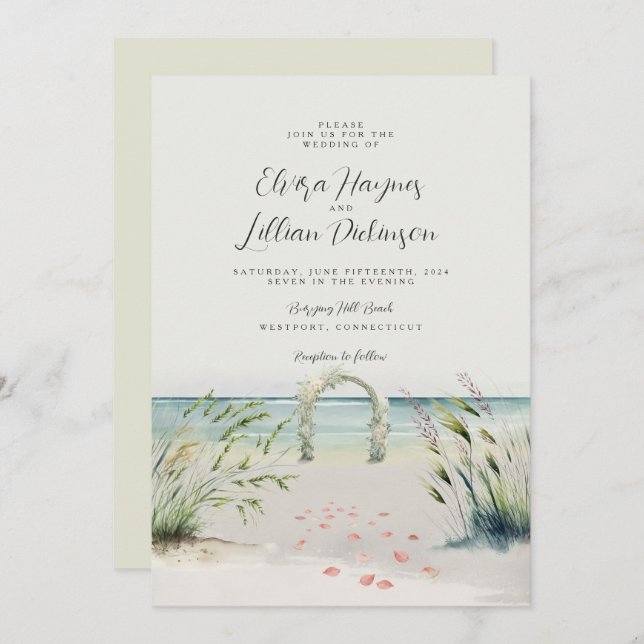 Invitación Oceanfront Romance Watercolor Boho Boda Invitat (Anverso / Reverso)