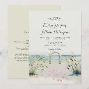 Invitación Oceanfront Romance Watercolor Boho Boda Invitat