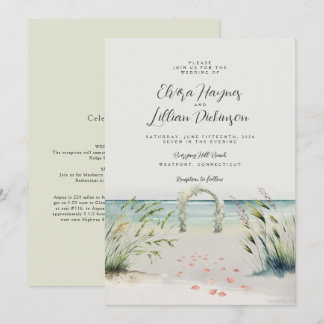 Invitación Oceanfront Romance Watercolor Boho Boda Invitat