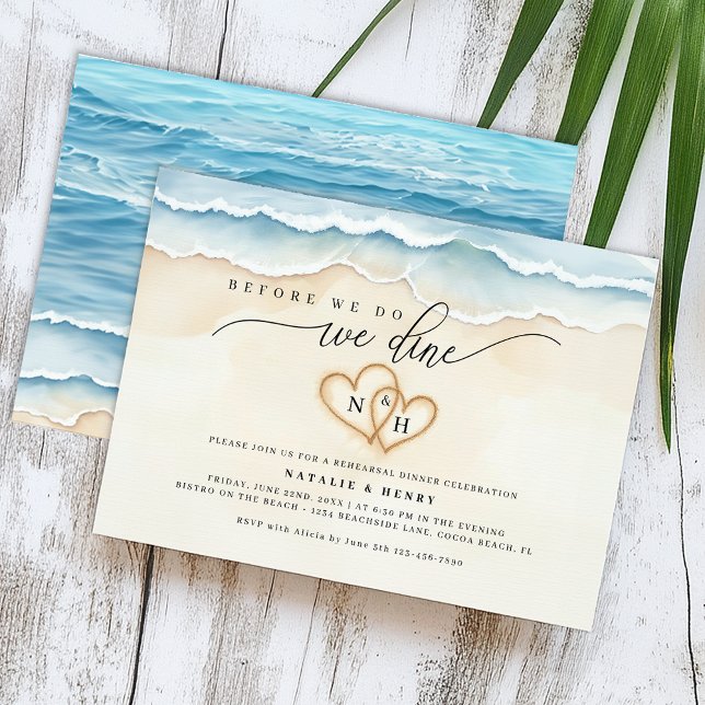 Invitación Océano acuático de la cena de ensayo de playa (Beach Wedding Rehearsal Dinner Invite)