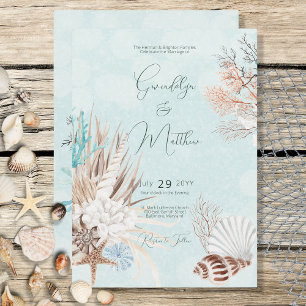 Invitación Océano acuático moderno y conchas