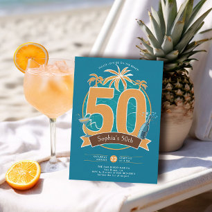 Invitación Océano de playa náutica Azul tropical 50 cumpleaño