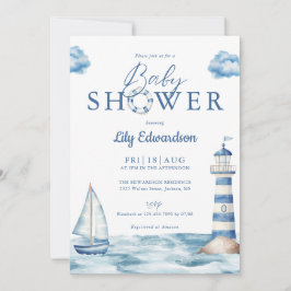 Invitación Océano Náutico Baby Shower Todo En Uno