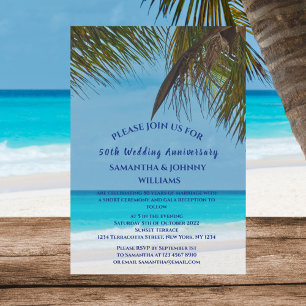 Invitación Océano tropical de playa 50° aniversario Boda