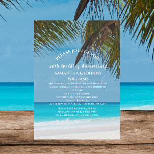 Invitación Océano tropical de playa 50° aniversario Boda