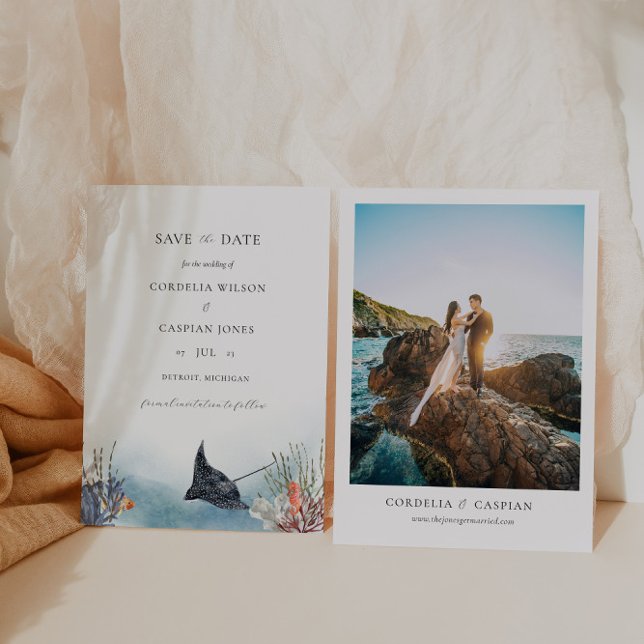 Invitación Océano tropical salve la acuarela de fecha (Subido por el creador)