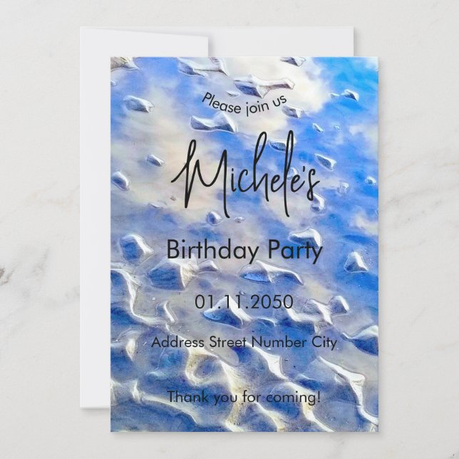 Invitación Océano y azul cielo (Anverso)