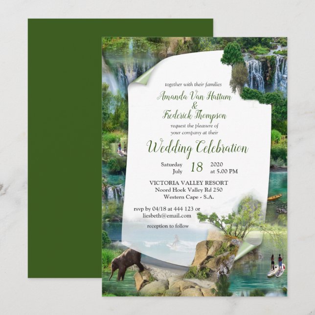 Invitación Océanos y ríos mundiales, lagos y actividades depo (Anverso / Reverso)