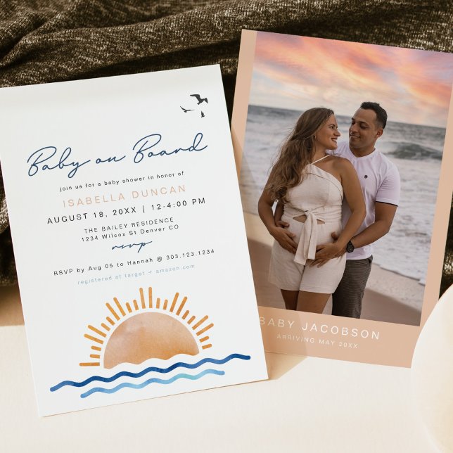 Invitación OCEANSIDE Beach Baby en el Baby Shower a bordo (Subido por el creador)