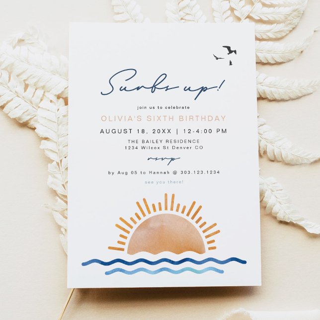 Invitación OCEANSIDE Beach Sunset Surf's Up Birthday Party in (Subido por el creador)