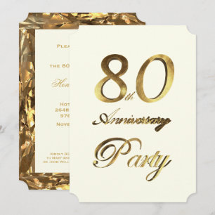 Invitación Ochenta Aniversario del Oro Marfil Elegante