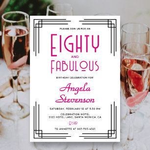 Invitación Ochenta y Fabuloso Arte Deco Cumpleaños 80