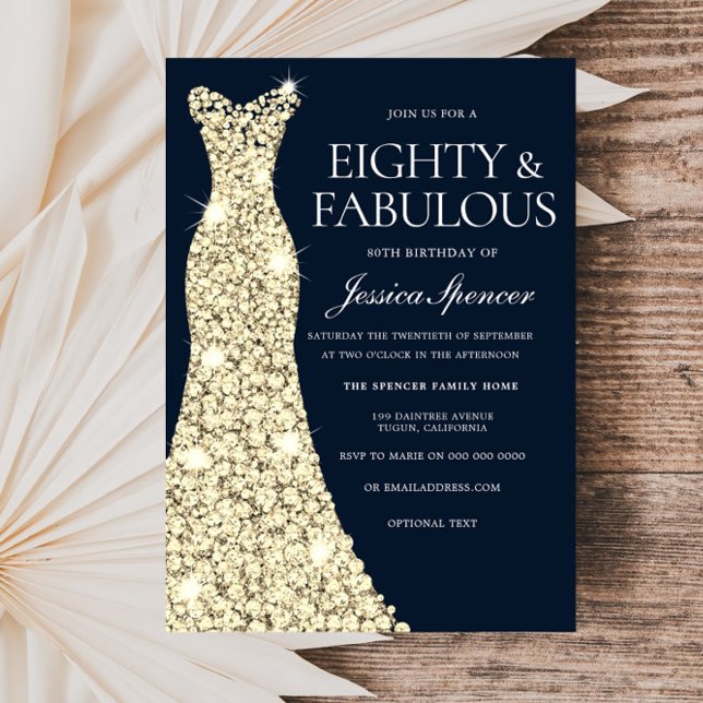 Invitación ¡¡Ochenta Y Fabuloso!! Vestido de oro vestido 80 c (Subido por el creador)