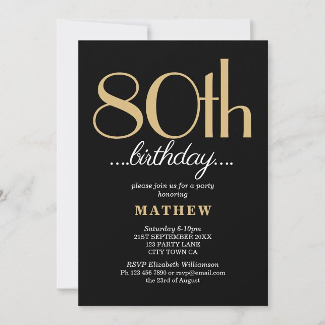 Invitación Ochenta y ochenta años de fiesta de cumpleaños Bla (Anverso)