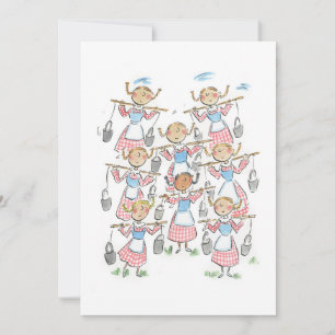 Invitación Ocho criadas ordeñando