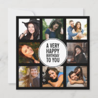 Ocho cumpleaños Collage de fotos blanco y negro 