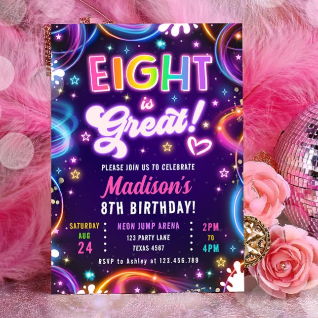 Invitación Ocho es el gran octavo cumpleaños del Chica Retro  (Subido por el creador)